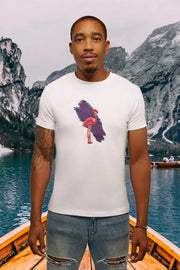 FLAMANT ROSE À MIAMI T-SHIRT WHITE WITH PURPLE