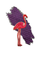 FLAMANT ROSE À MIAMI T-SHIRT WHITE WITH PURPLE